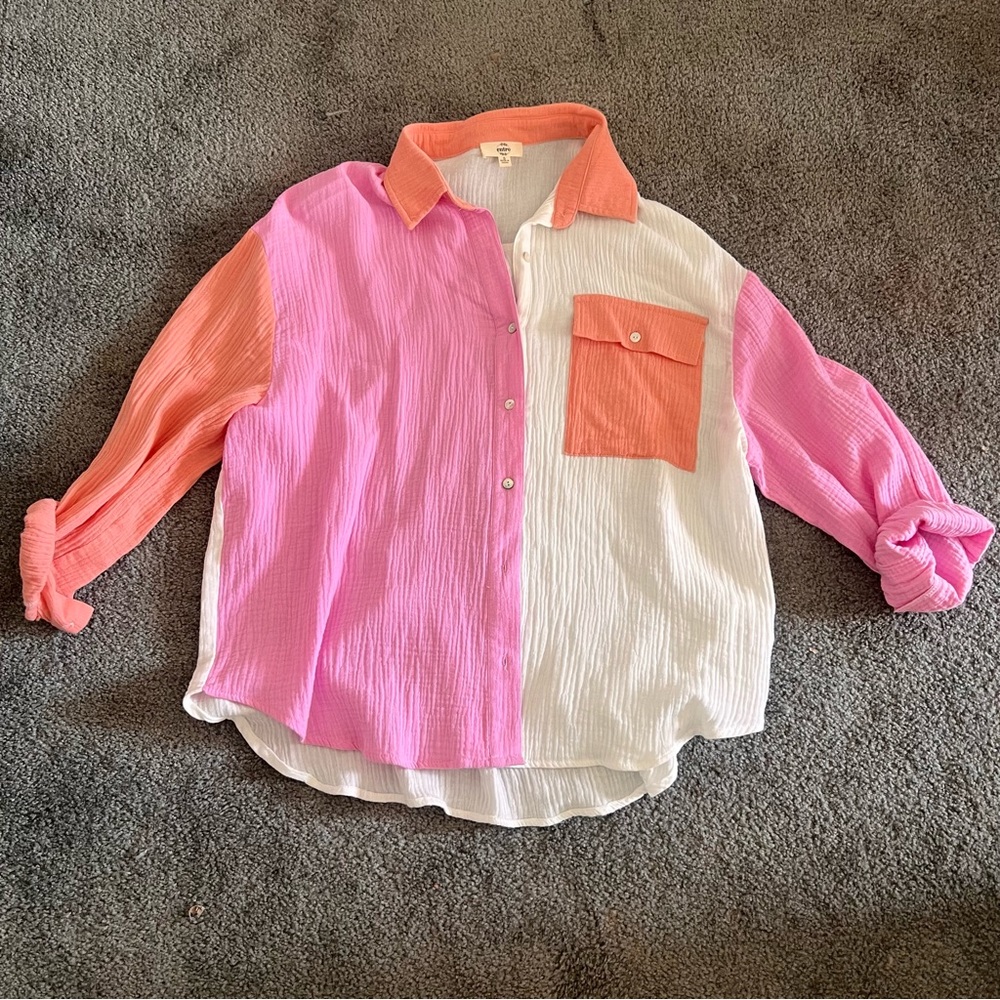 Entro Oversized Button Up Blouse - Small